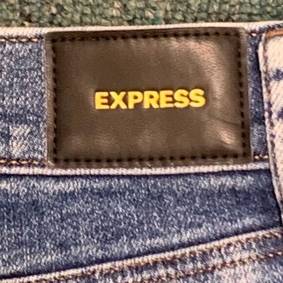 Express Denim Blue Jeans Skyscraper Mid Rise Light Wash with Ankle Slit Size 8S - Picture 3 of 9